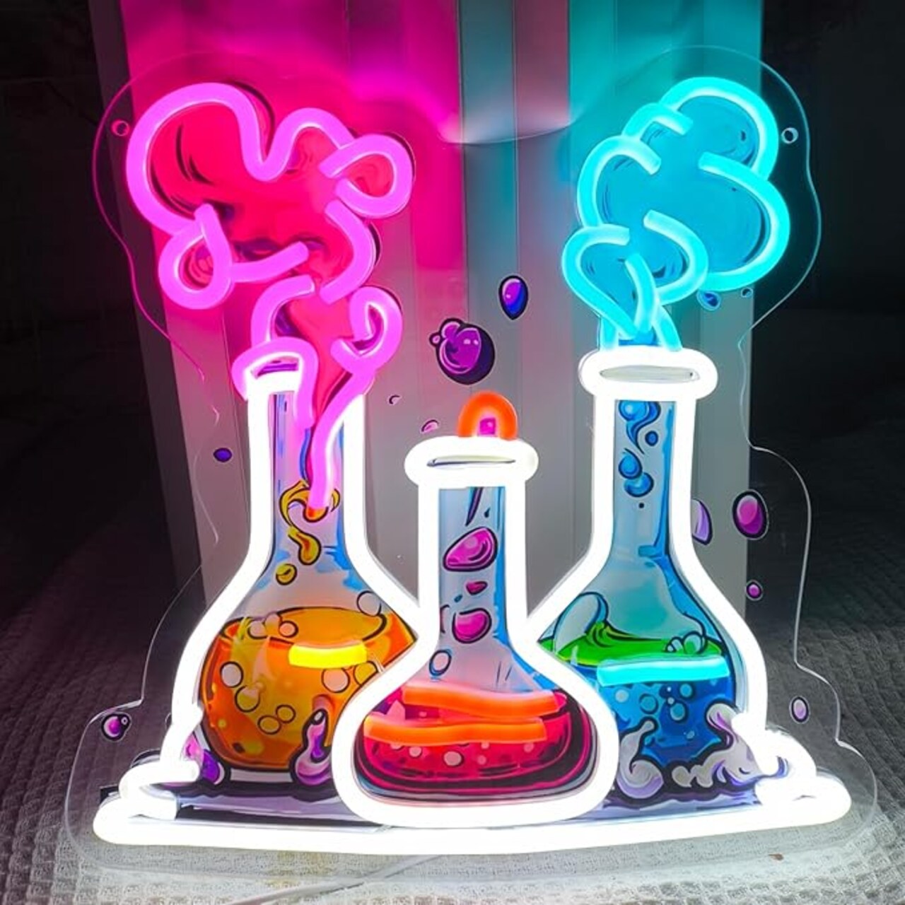 Science Neon Light – Chemical Flask LED Sign, STEM Classroom Wall Decor, USB Powered Science Lab Neon Light, Energy-Efficient Laboratory Decoration, Science Teacher Gift for Classroom, Home & Office